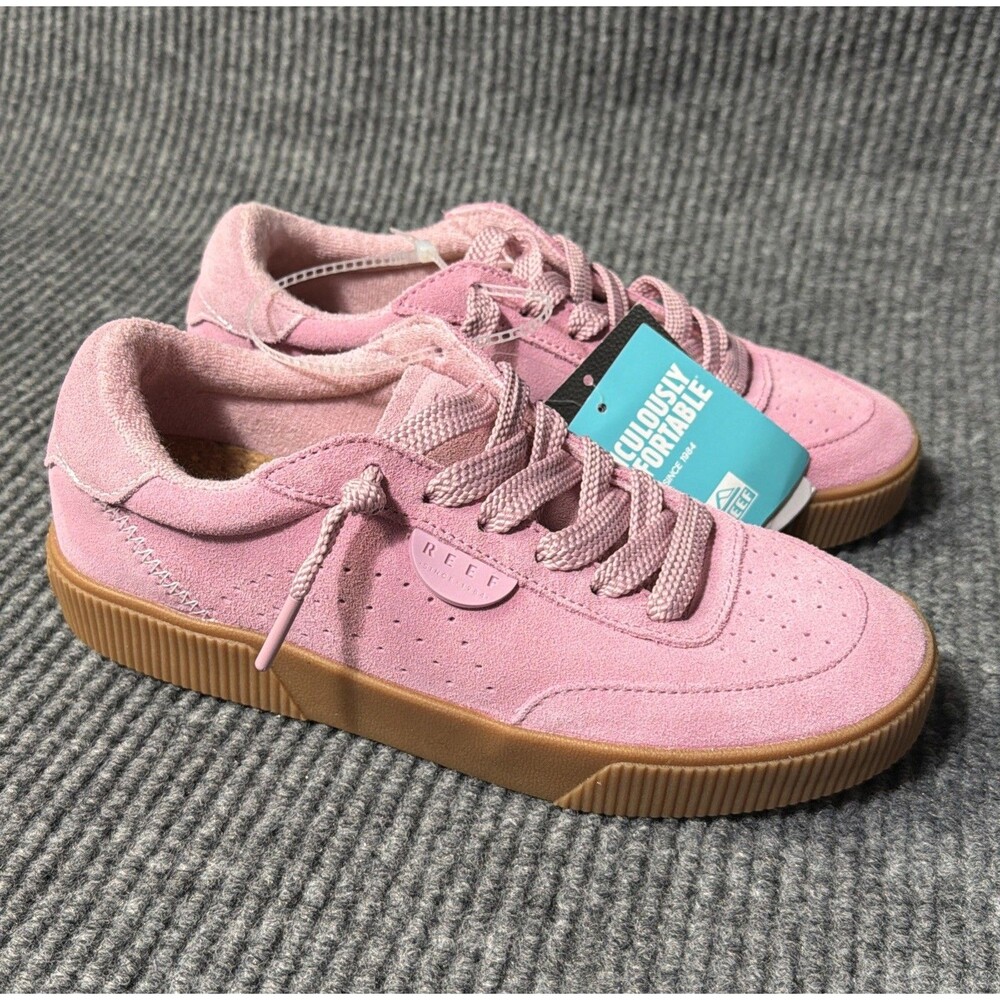 Reef Lay Day Seas Women Size 8 Sneaker Pink Leather Hidden Wedge CJ7206 NEW